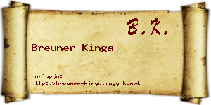 Breuner Kinga névjegykártya
